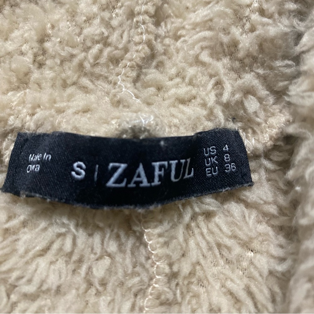 Zaful Teddy Bear Fleece Plush Crop Hoodie S View 4